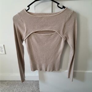 Off-Shoulder Ribbed Sweater - Cream